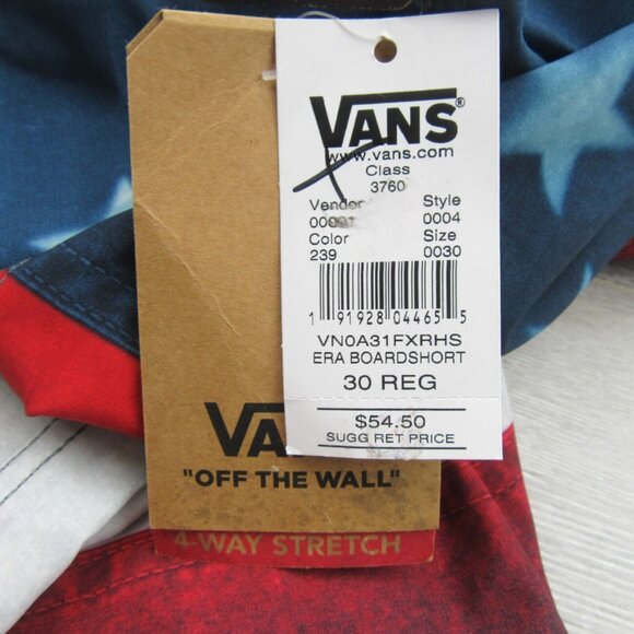 Vans Era USA American Flag Boardshort Swim Trunks Mens Size 30 NEW - Picture 12 of 13